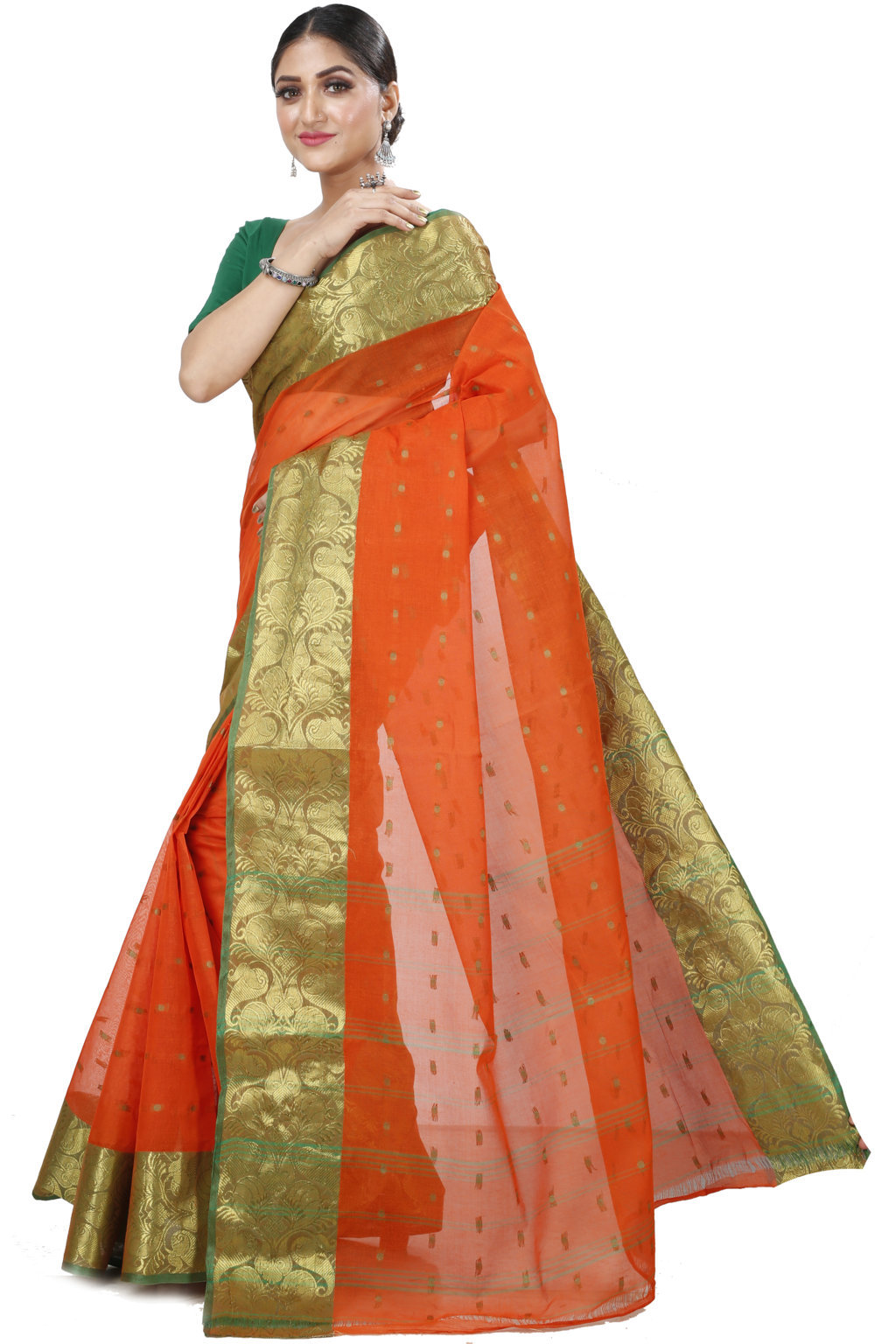 Orange Pure Cotton Saloni Tant Saree (1029)